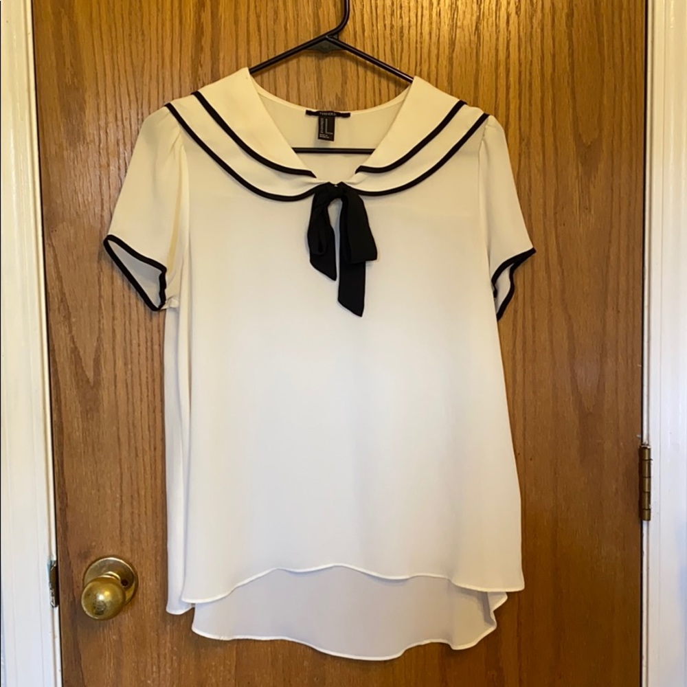 White and black Forever21 blouse